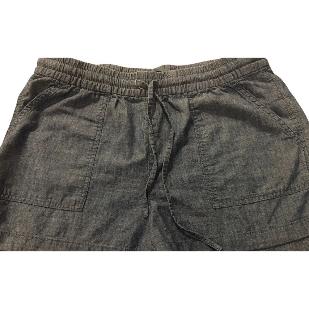 J.Crew Chambray Shorts Small Blue Re-imagined Cotton Drawstring‎ Patch Pockets